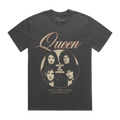 Faded black t-shirt with Queen band logo and 'A Night at the Opera' graphic on front print 